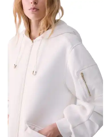 LIU JO GIUBBOTTO OVERSIZE CON CAPPUCCIO BIANCO