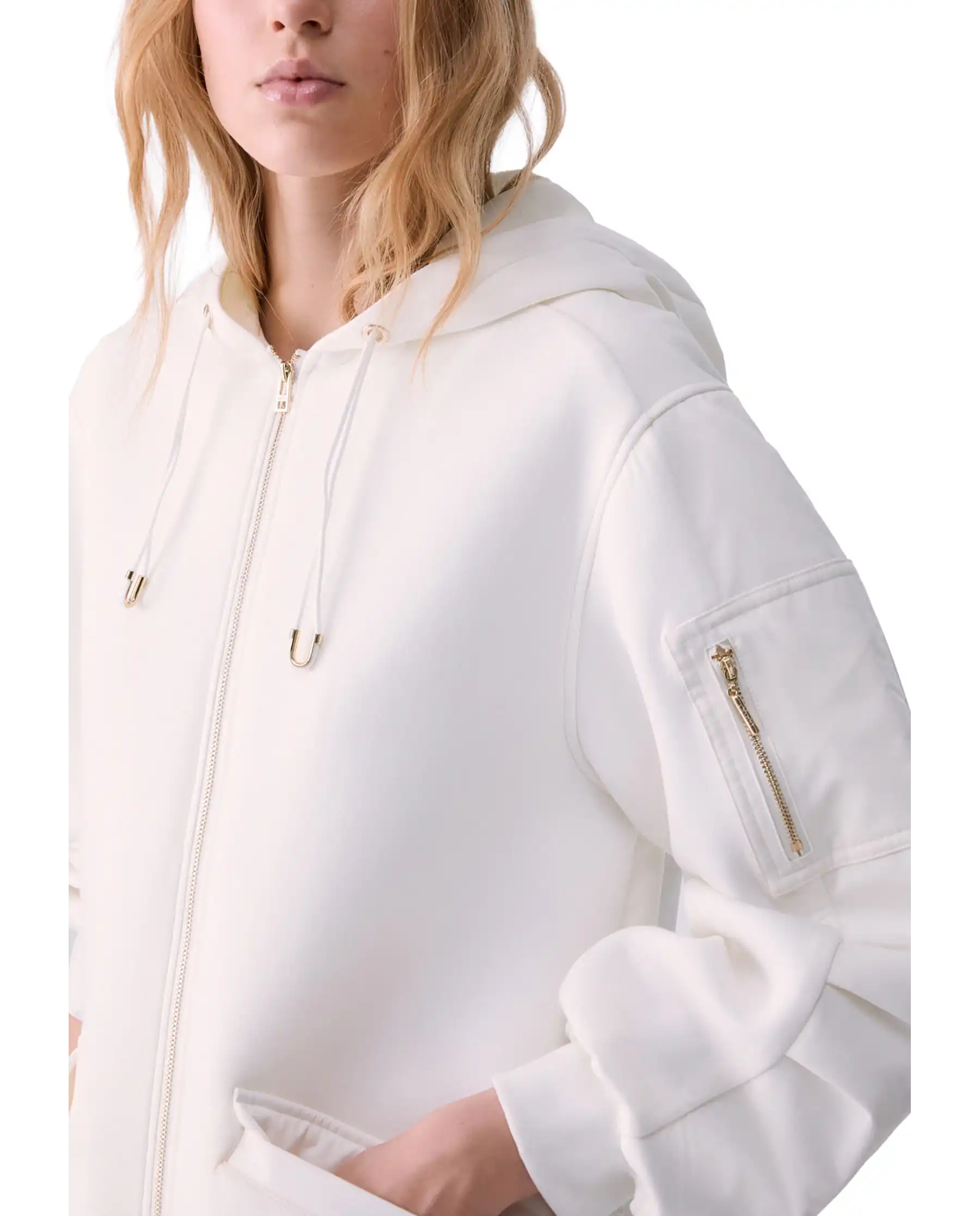 LIU JO GIUBBOTTO OVERSIZE CON CAPPUCCIO BIANCO