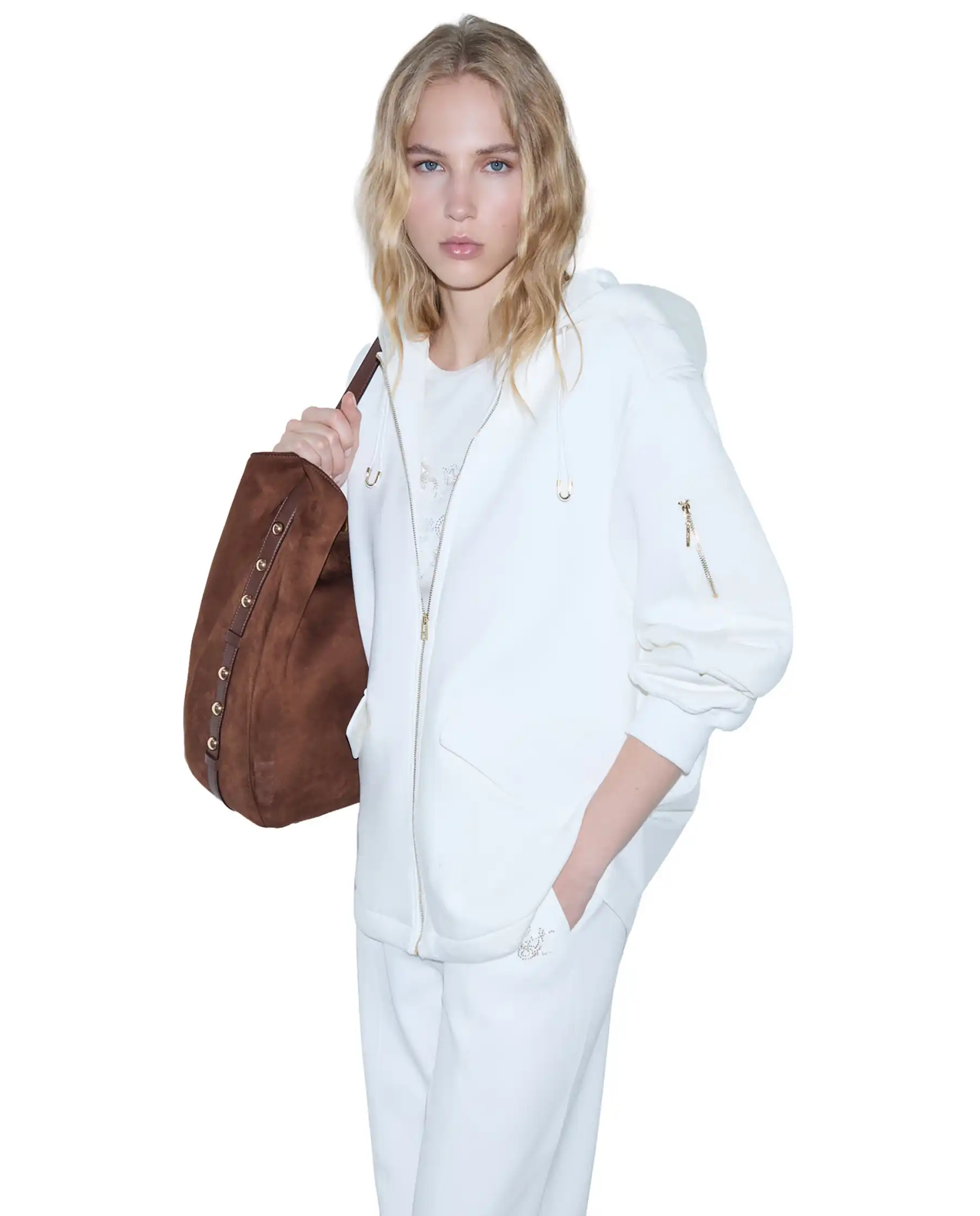 LIU JO GIUBBOTTO OVERSIZE CON CAPPUCCIO BIANCO