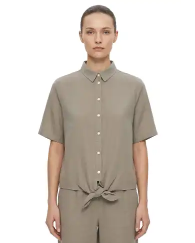 ICHI ICHI CAMICIA LINNO TAUPE Taupe