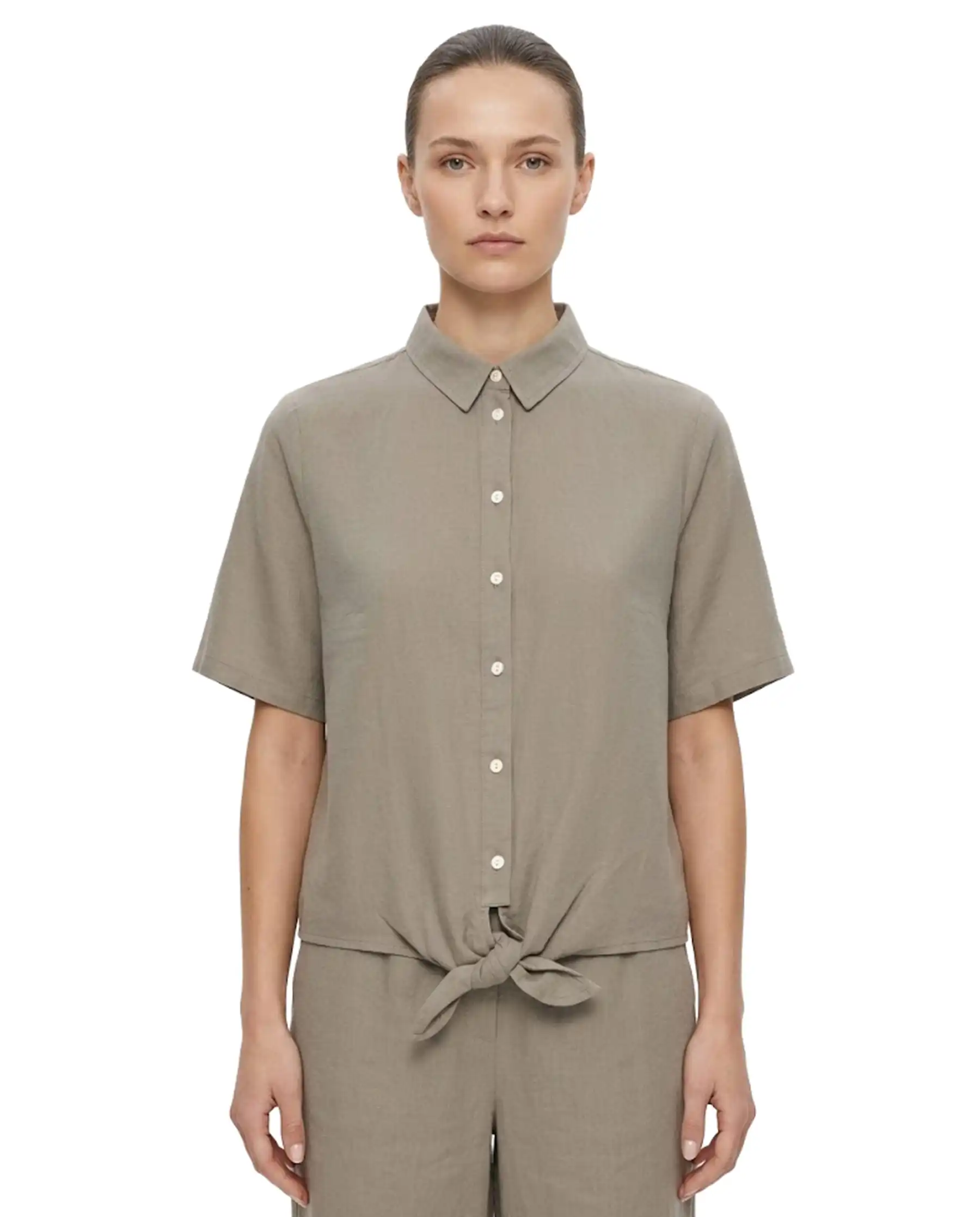 ICHI ICHI CAMICIA LINNO TAUPE Taupe