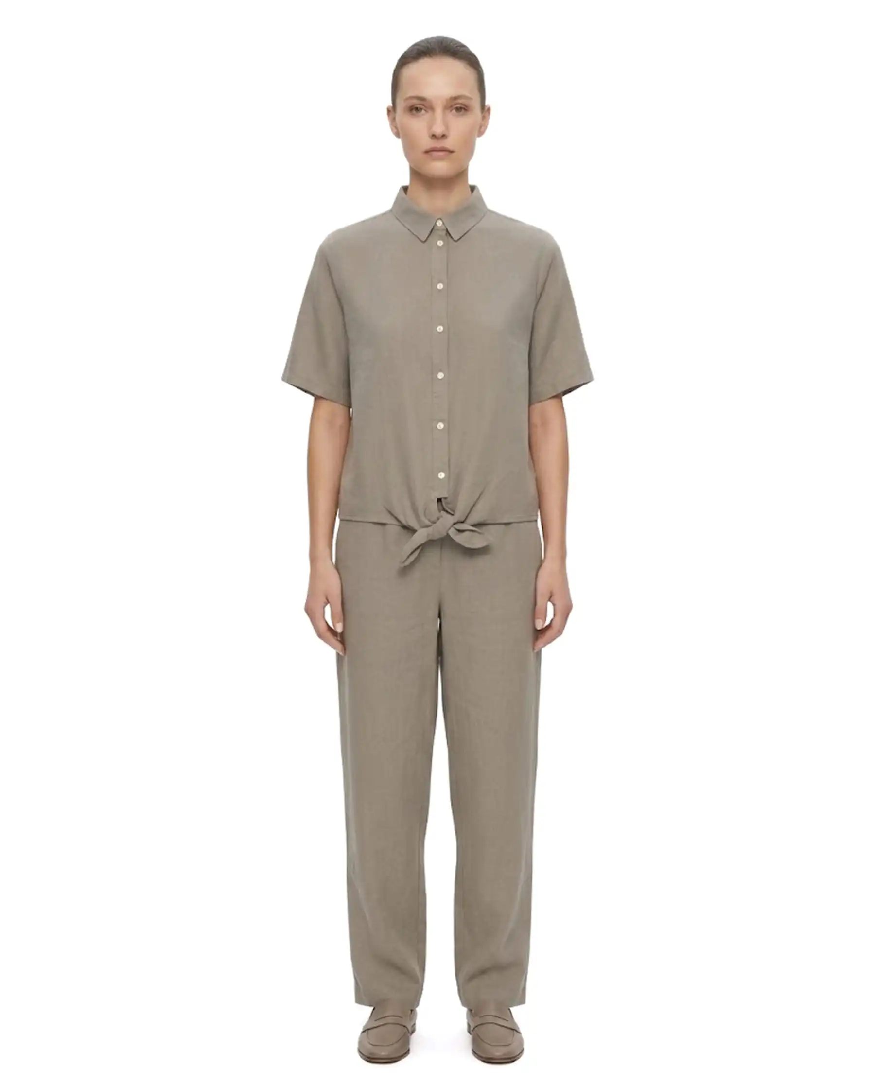 ICHI ICHI CAMICIA LINNO TAUPE Taupe