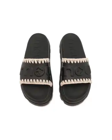 MOU MOU CIABATTINE ONE PIECE SLIDE NERO NERO