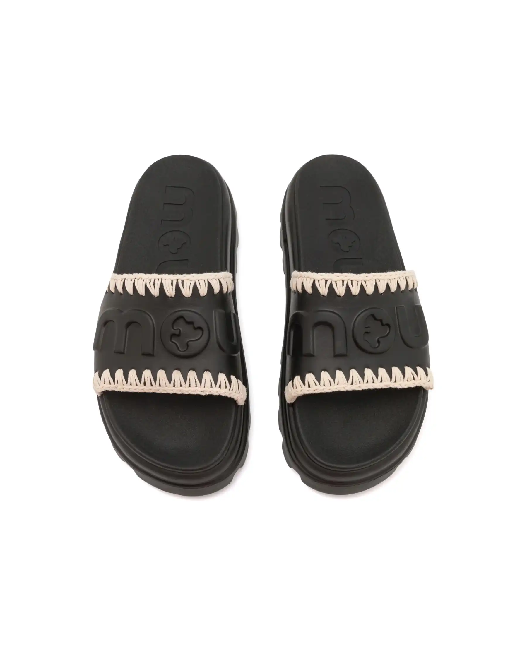 MOU MOU CIABATTINE ONE PIECE SLIDE NERO NERO