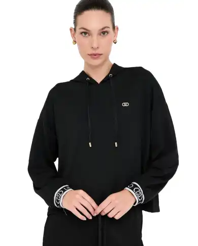 LIU JO LIU JO FELPA CON CAPPUCCIO NERO NERO