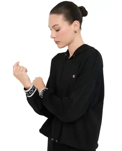 LIU JO LIU JO FELPA CON CAPPUCCIO NERO NERO