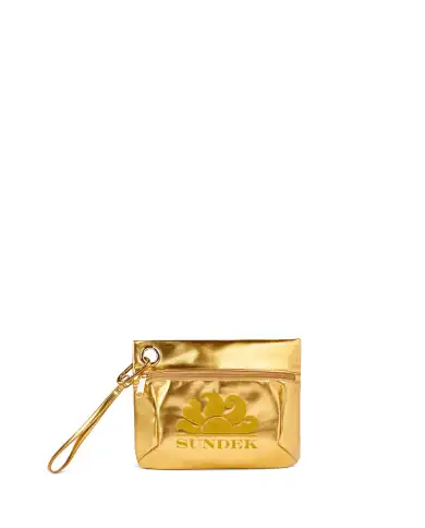 SUNDEK SUNDEK POCHETTE LAMINATED CLUTCH ORO ORO